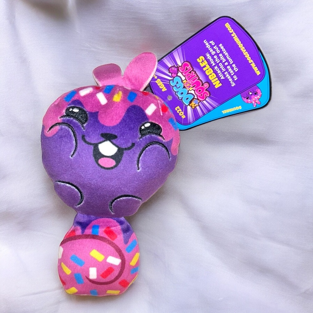 Dogs vs. Squirrels Nibbles Purple w/ Pink Frosting and Sprinkles Squirrel #022